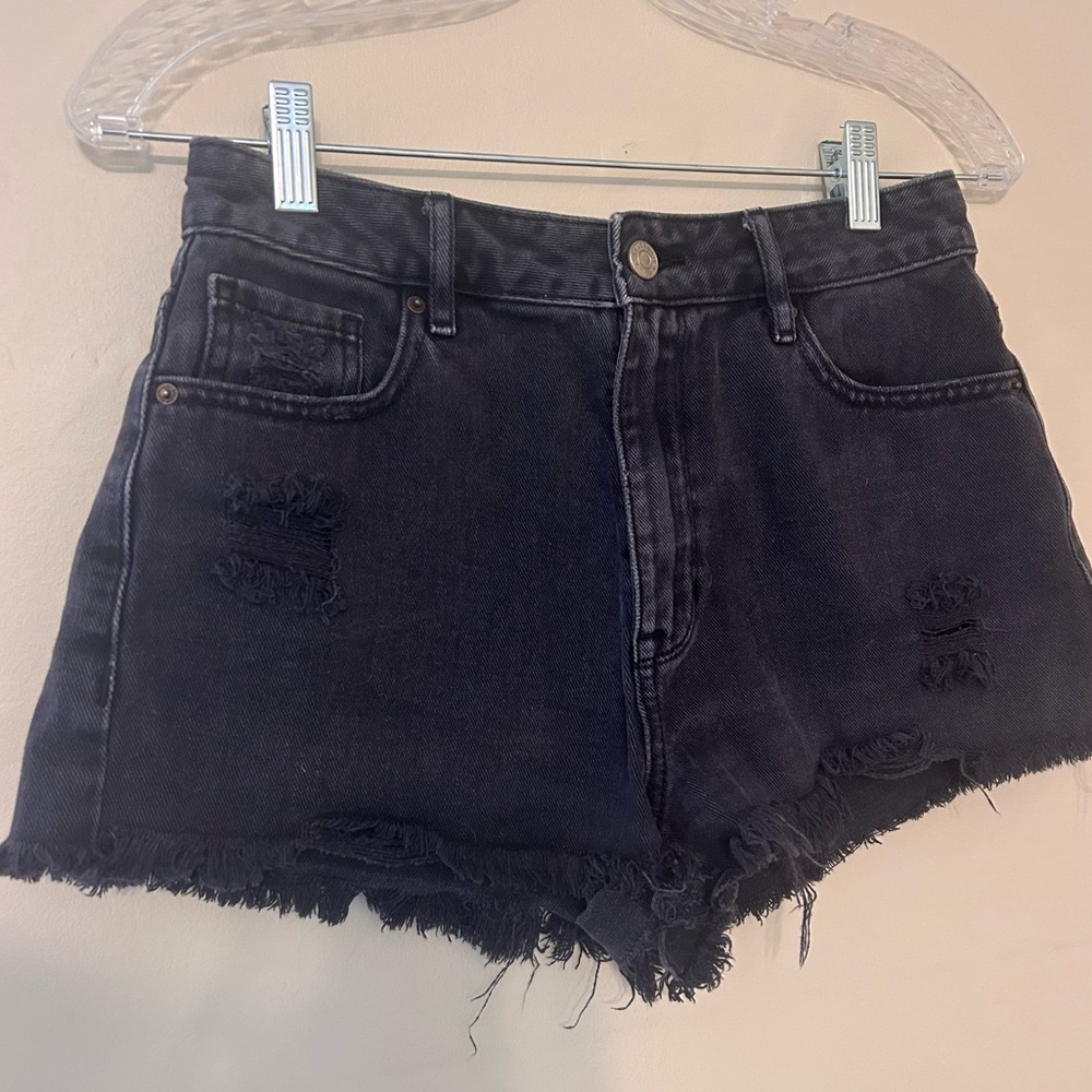 PacSun Black Jean Shorts Distressed Cut-Off Style